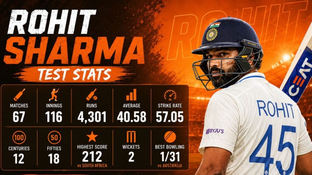 rohit sharma test stats