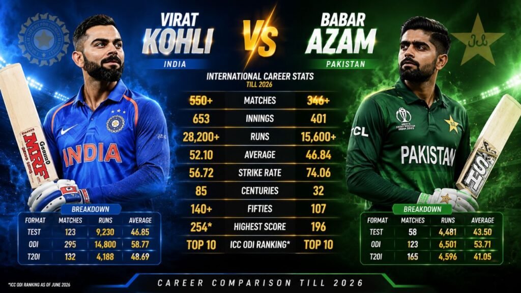 Virat Kohli vs Babar Azam Stats Across All Formats