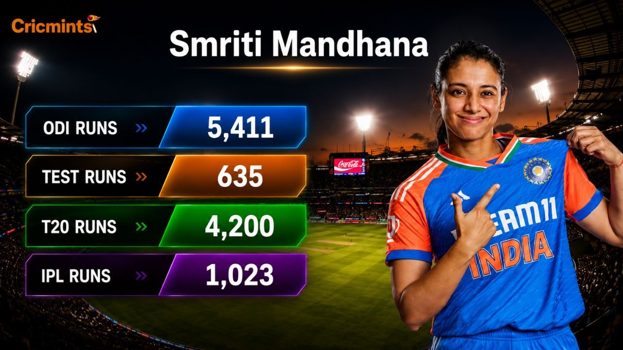 Smriti Mandhana's Stats: Test, ODI, T20I & Career Records (2026)