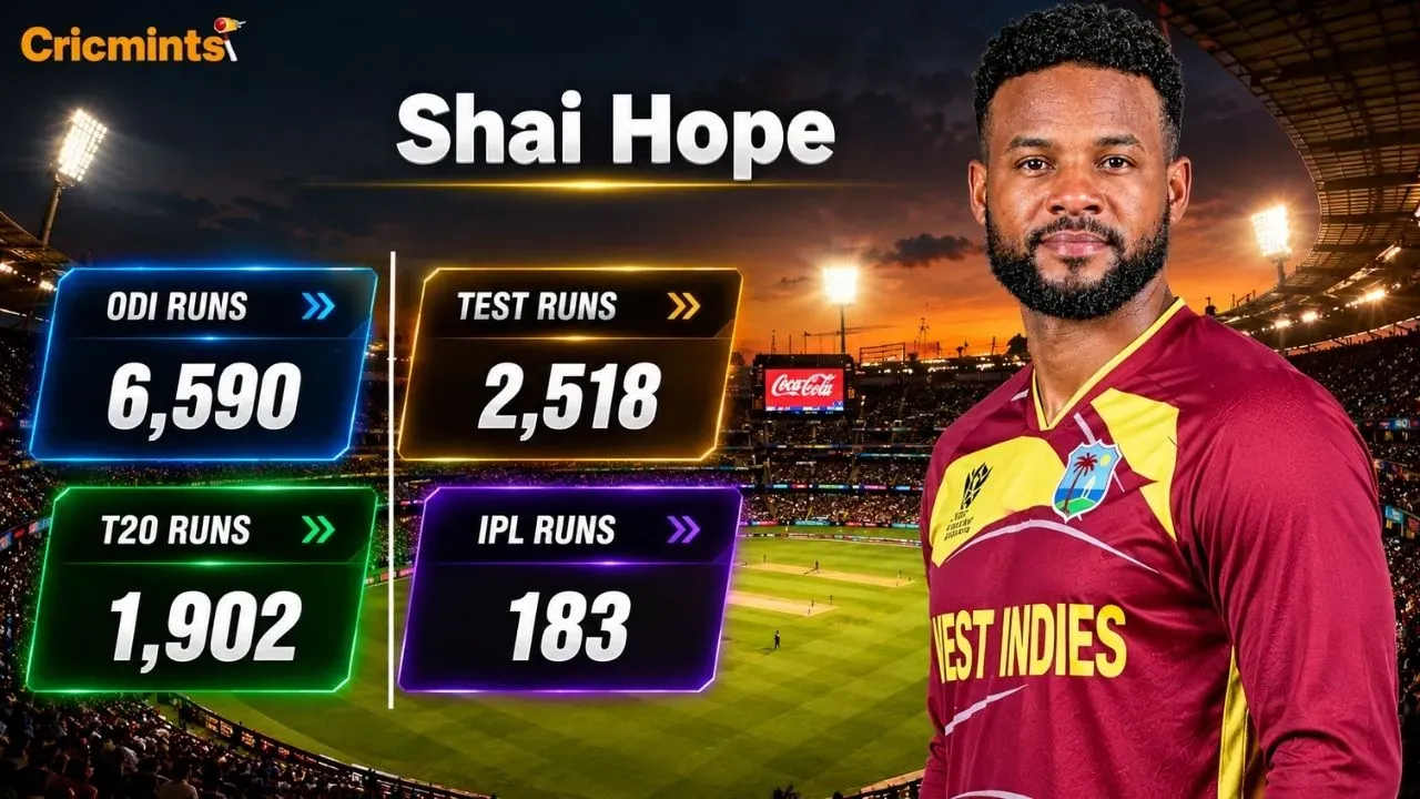 Shai Hope Stats, Debut, Runs, Average, Centuries & Records 2026